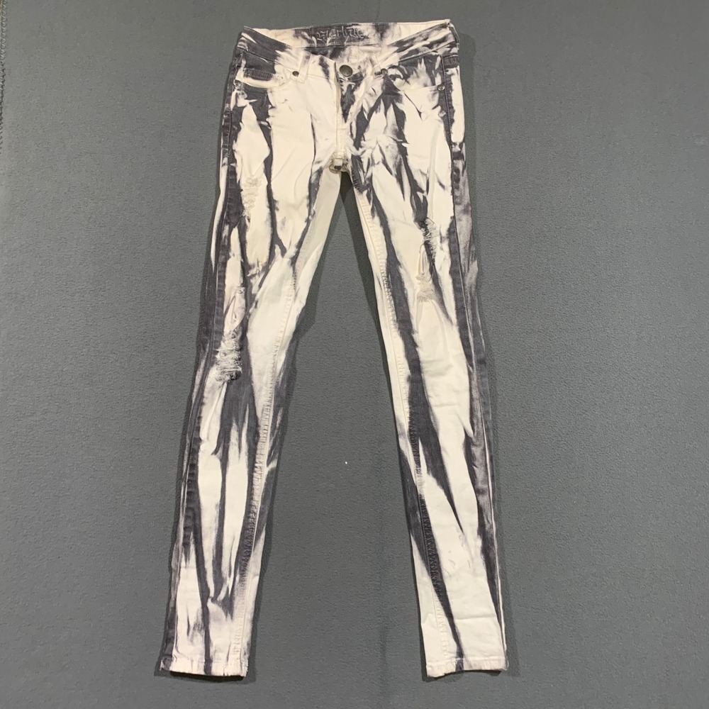 Machine Pour Neuf Mode Low Rise Jeans Womens Skinny Bleach Vomit Style Distress